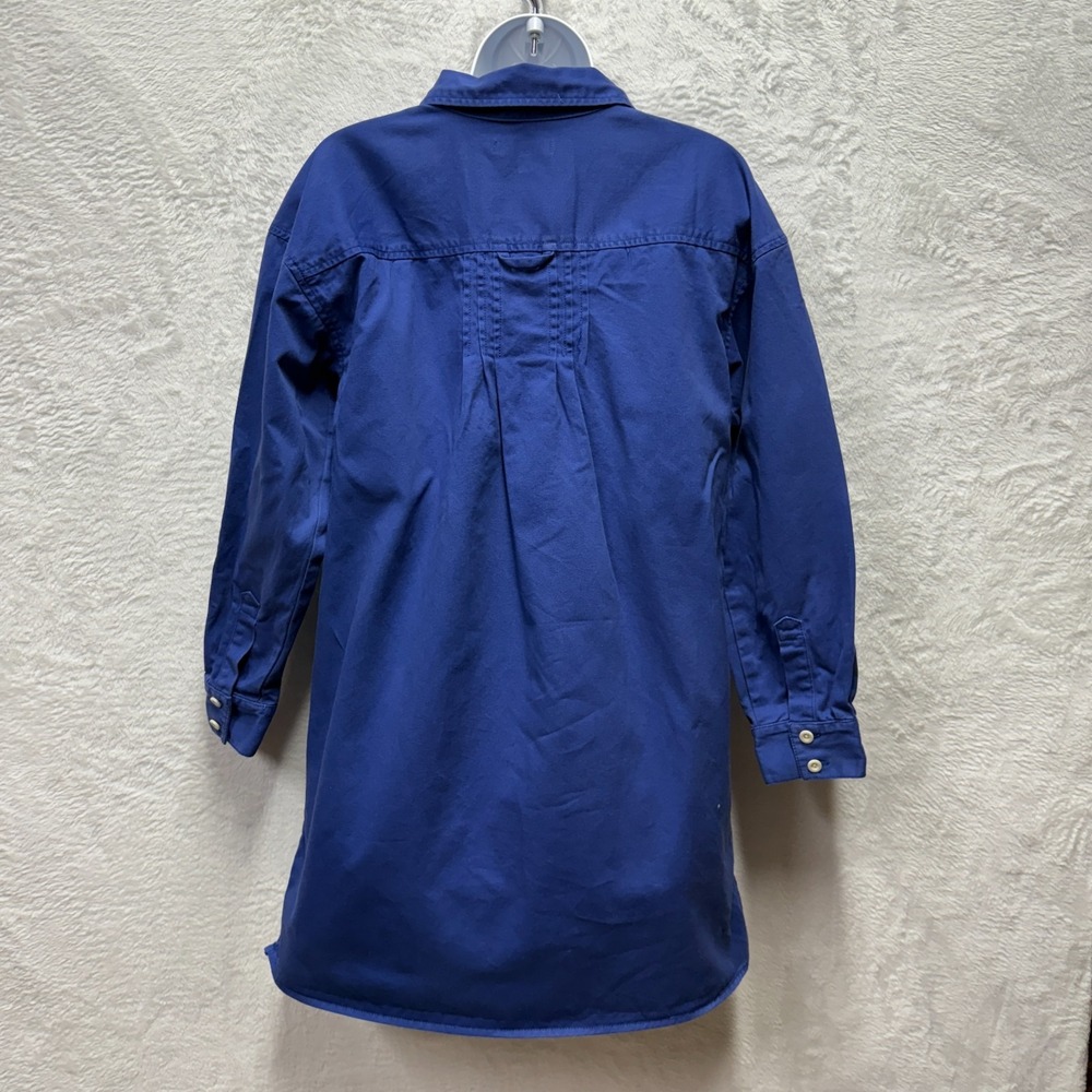 Madewell Shirt Dress Womens Small Royal Blue Cotton Preppy Side Slits Button Up - Picture 4 of 13